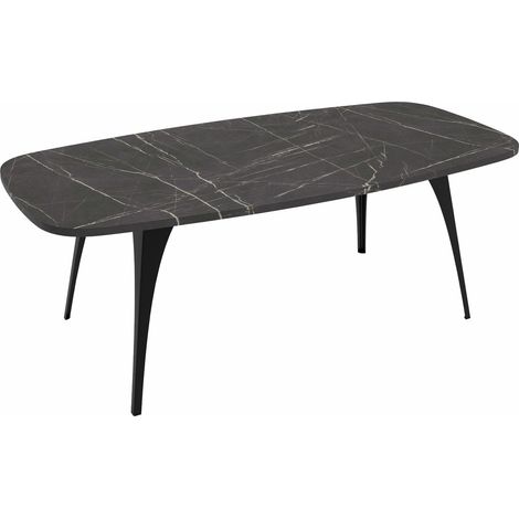 Mesa de centro Oswego 125, Mármol negro, 45x60x120cm, Diámetro: 0, Aglomerado laminado, Angular
