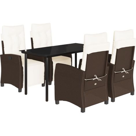 Maison Exclusive - 5-tlg. Garten-Essgruppe mit Kissen Braun Poly