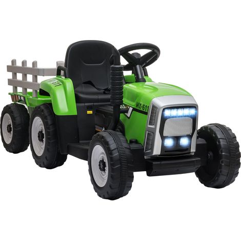 Tracteur électrique enfant avec remorque détachable, télécommande, musique MP3, lumières LED, pour 3-6 ans (1/5)