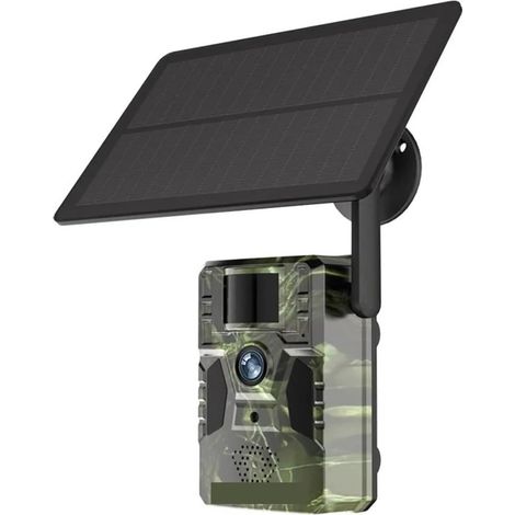 Caméra Faune Sauvage Caméra De Suivi Des Sentiers Solaires 2K 4G, Détection Mouvement PIR 12mp, Intégrée Au GPS, Vision Nocturne IR 15M, Étanche IP66, For La Faune Fiable Précise(4G Camera Add 32G) (1/5)