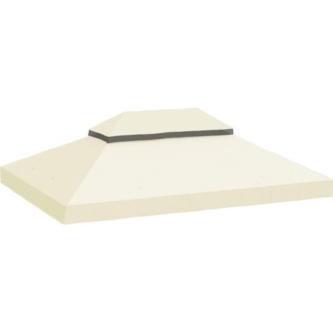 Toit de rechange pour tonnelle de jardin 3 x 4 m, bâche de protection double imperméable 370 g/m², protection anti-pluie UPF 30+, pour jardin, réception, terrasse, blanc crème