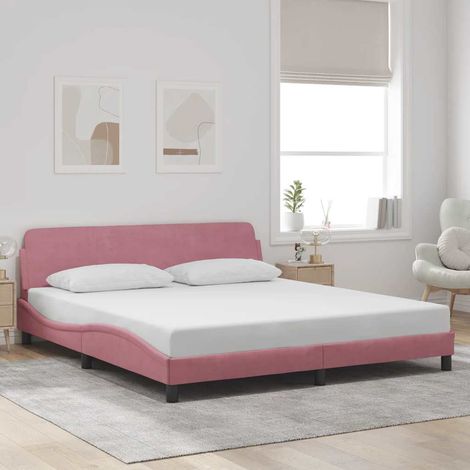 Cadre de lit avec tête de lit en velours rose 180 x 200 cm, 27.3kg - PANGIVO (1/5)