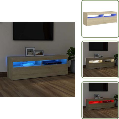 Meuble TV avec lumières LED chêne sonoma 120x35x40 cm - Meuble Tv - Meuble Téléviseur - Armoire Tv - Télévision Murale - Support Tv (1/5)