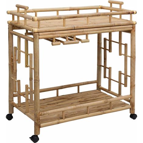 Carro de Vino con Ruedas Natural 85 x 50 x 93 cm Bambú vidaXL
