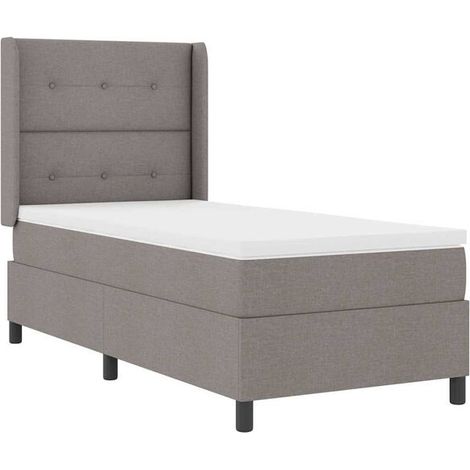 Matelas à ressorts LED avec un matelas en tissu gris-brun de 80 x 200 cm (1/5)