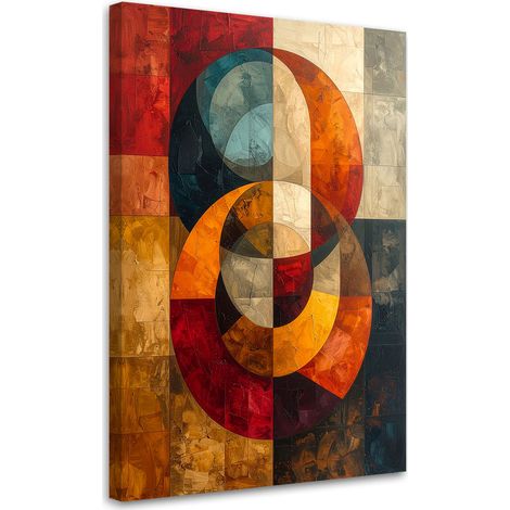 Toile Imprimée, Art géométrique abstrait dans les tons terre,20x30 (1/4)