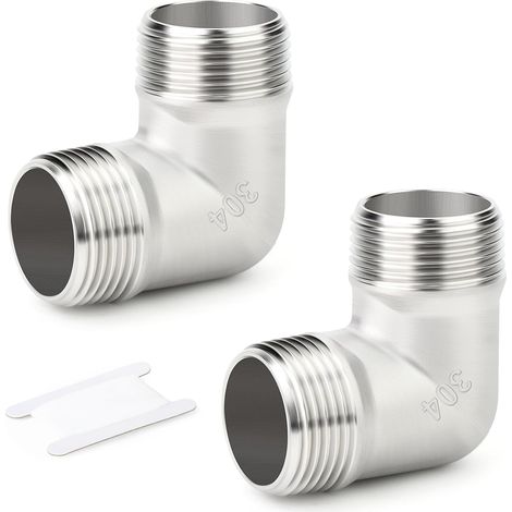 1 pièces coude à 45 degrés en acier inoxydable 304, tuyau mâle 1"BSP vers femelle 1"BSP, raccord de tuyauterie 304 Mbsp X Mbsp(90 Degrés) 1/2"BSP(2 PCS) (1/5)