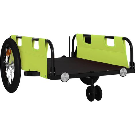 Remorque chariot transport de vélo tissu oxford fer vert (1/5)