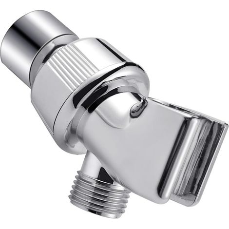 Shower head holder, adjustable mount, shower arm adapter with ball joint, 1/2 inch, chrome, 0.5 silver (1/5)