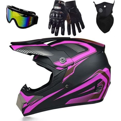 Casque Motocross Integral - Coque ABS - Pare-Soleil Amovible - Ventilation Optimisée - Adulte VTT Enduro