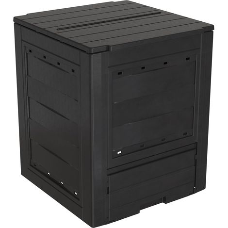 Toomax Composter da giardino Ambition antracite 260L 60x60x73h cm, contenitore per compostaggio in plastica riciclata, resistente ai raggi uv, con coperchio e sportello per aerazione