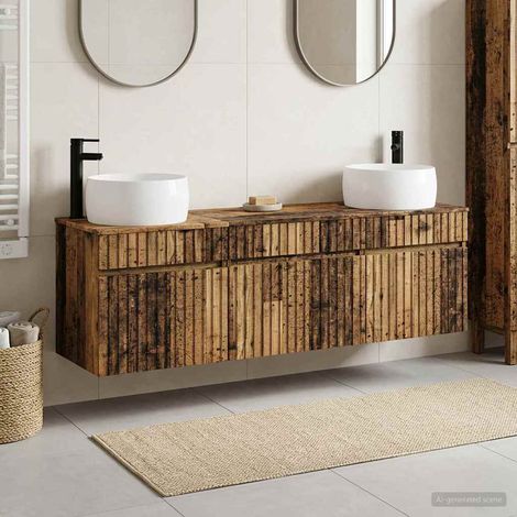 vidaXL Bathroom Cabinet Set 3 pcs Old Wood 49 x 44.5 x 66 cm (1/5)
