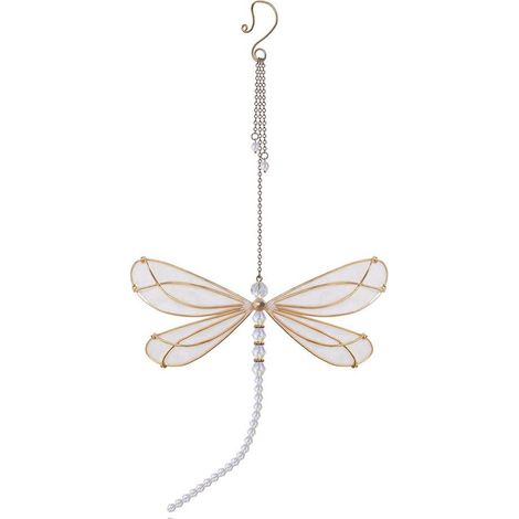 Dragonfly - Crystal Suncatcher - For Window Decoration - 15 X 15 Cm - Gold Frame - White Crystal - 1 Piece (1/5)