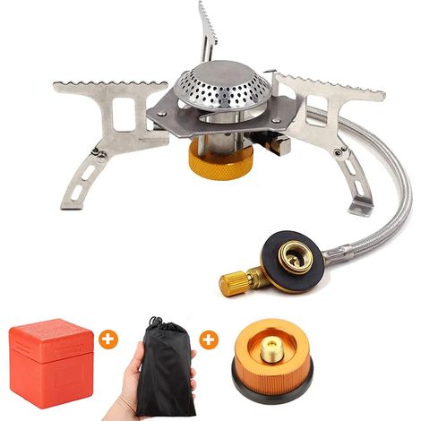 Réchaud à gaz de camping coupe-vent, puissant et pliable, pour pique-nique et randonnée. Cuisinière à gaz portable et pliable. (1/5)