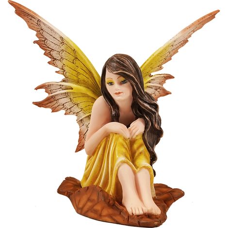 Signes Grimalt Fata Seduta Fantasy Gialla - Figura Fata 13x14x13cm