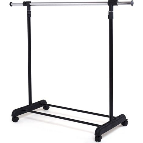 Appendiabiti telescopico mobile regolabile 78 x 42 cm portata 90 kg con ruote design moderno in acciaio inox 200019389