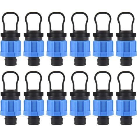 Lot de 12 bouchons d'extrémité d'irrigation goutte à goutte 1/2 - Raccord universel - Compatible avec les bandes goutte-à-goutte de 16 à 17 mm (1/5)