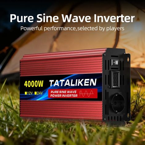 TATALIKEN Reiner Sinus‑Wechselrichter 4000 W, 12 V DC auf 220 V, Stromumwandler für Wohnmobil, Camping, Fahrzeuge und Notstromversorgung (1/5)