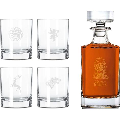 Lot de 4 Verres à Whisky et Bouteille à Whisky gravés dans Un Emballage Cadeau (1/4)