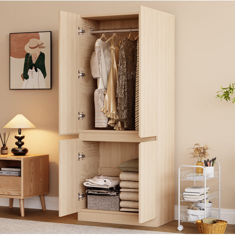 MEUBLIV Armoire 70x40x170 cm coloris bois – double porte, grand rangement (1/5)