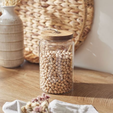 Bocal Verre Couvercle Acacia H17cm (1/2)