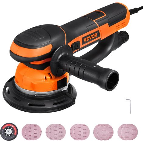 Ponceuse orbitale aléatoire, 152 mm, ponceuse excentrique électrique à double action DA et GA, 850 W, 6 vitesses variables, 10 papiers de verre, connecteur anti-poussière, pour ponçage du bois (1/5)