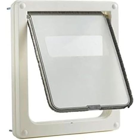 Chatière pour Chats Et Chiens avec Porte pour Chat Extra Large À Verrouillage À 4 Voies pour Portes Intérieures Et Extérieures, Porte À Chatière Résistante Aux Intempéries,Blanc,S (1/5)