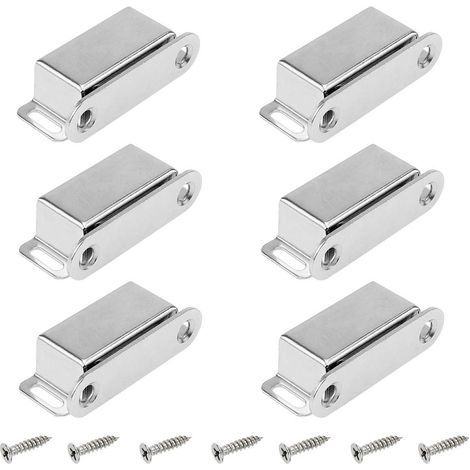 6 Stück Magnetriegel aus Edelstahl, Türmagnete, Magnetverschlüsse, Magnet für Schranktüren, Möbel, starker Magnet bis zu 6 kg, mit Schrauben für Schubladen (1/5)