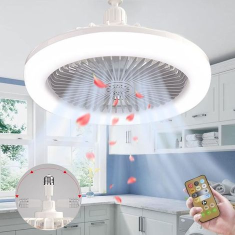 Lampe Ventilateur Plafond,Luminaire Ventilateur Plafonnier,E27 Lustre Ventilateur de Plafond,Ventilateur de Plafond Silencieux Avec Lumiere et Telecommande,Ventilo Plafond Avec Lumière (gris) [Classe (1/4)