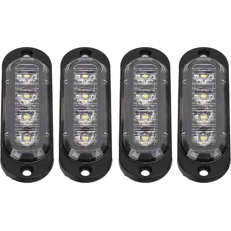 Lot de 4 feux latéraux pour camion, haute luminosité 3000K, LED étanches IP65, installation facile, 12-24 V, blanc (1/5)