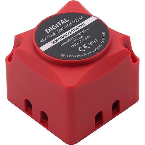 Isolateur de batterie à relais sensible à la tension DC 12V/24V 140A compatible avec les relais numériques sensibles à la tension pour VTT, UTV, VR et automobiles. (1/5)
