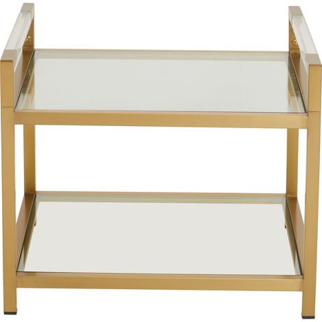 Interiors by Premier Matte Gold 2 Tier End Table, Modern Art Deco Style, Glass Shelves and Durable Stainless Steel Construction (1/5)