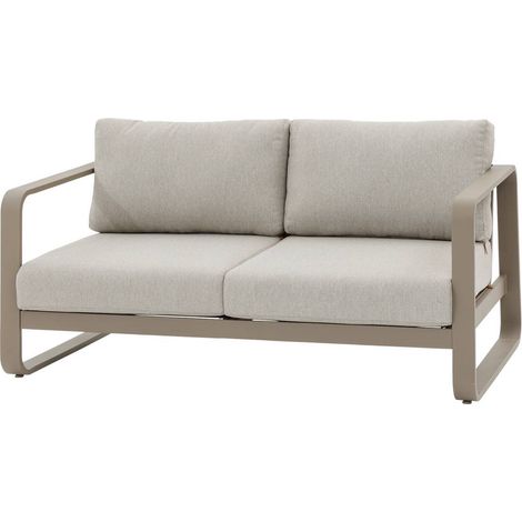 Gartensofa Domilly Kaffee 2-Sitzer aus Aluminium und Olefin - Hespéride