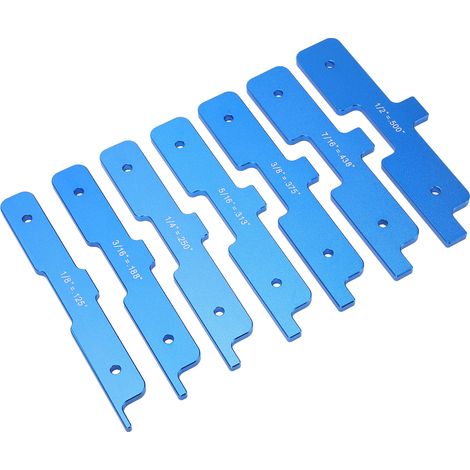 Set aus 7 Messblöcken aus Aluminiumlegierung mit deutlicher Skala, Holzbearbeitungswerkzeuge, blaue Präzisions-Unterlegscheiben (1/5)