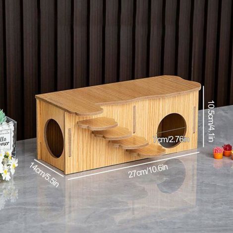 Maison pour hamster et cochon d'Inde en bois, 1 pièce, dimensions 27x14x10.5 cm, idéale pour manger, dormir et jouer (1/5)