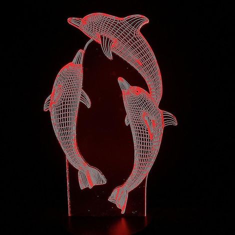 Lampe de chevet LED 3D Trois Dauphins (1/2)