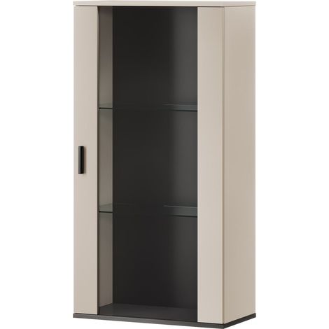 Armario de pared Tornola 103, Cachemira + Negro, 116x60cm, Número de puertas: 129cm, Aglomerado laminado, Vidrio, LED