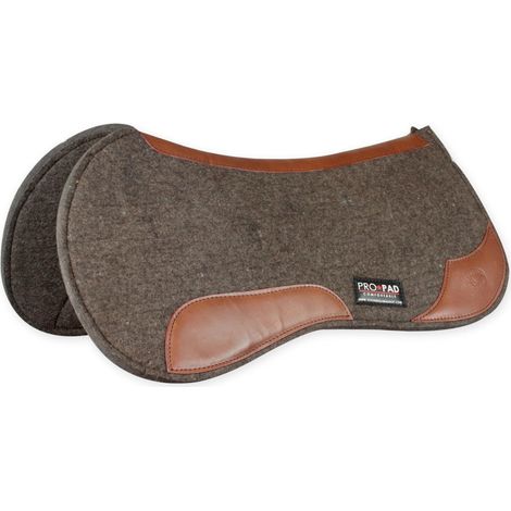 Gris - Dessous de selle western en feutre avec passepoil en cuir