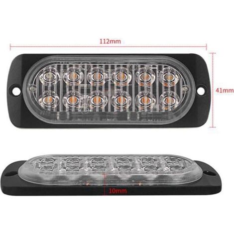 Feu stroboscopique basse tension (12 LED) pour voiture, camionnette ou pick-up, 1 jeu de 4 composants en aluminium ambré + perles LED DC12-24V (1/5)