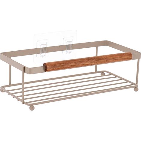 Scaffale rettangolare in metallo acacia deco da appendere o incollare - beige - Tendance