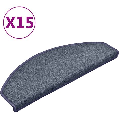 Tapis de marches d'escalier 15 pcs，Paillasson d'escalier，Marchette Gris foncé et bleu 65x24x4cm CFW65086 (1/5)
