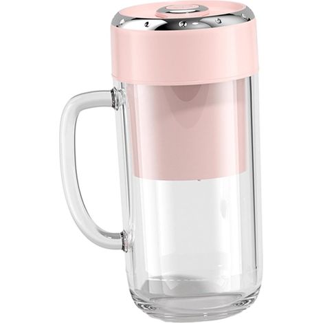 Bol mélangeur électrique individuel de 330 ml pour jus de fruits (pastèque, pamplemousse), idéal pour les voyages et la maison. Couleur : rose. (1/5)