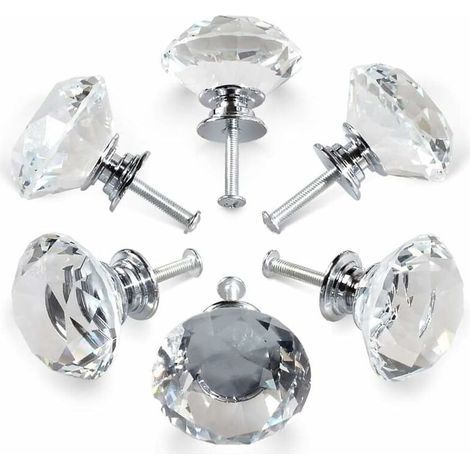 Poignées en cristal,poignées de porte d'armoire à tiroir en cristal de diamant de 30 mm,poignées de porte en verre de cuisine,armoires de rangement et coiffeuses pour cuisines à domici (1/4)