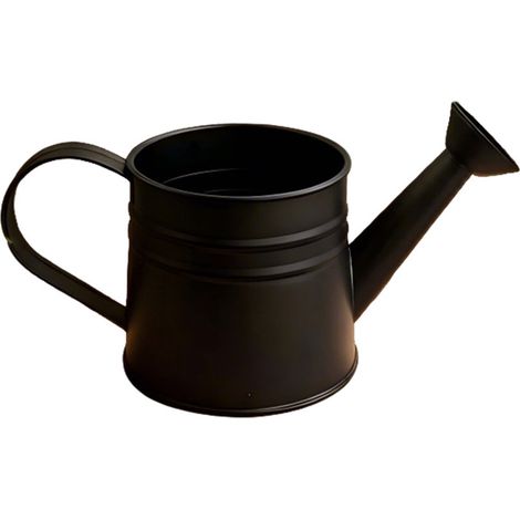 Regadera vintage de 1 litro: acero galvanizado resistente a la corrosión, diseño ligero de chapa de acero para plantas de interior y exterior, para niños y adultos, para el hogar y el jardín (negra). (1/5)