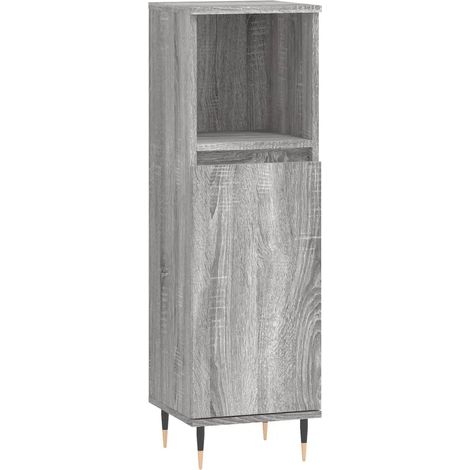 Mueble de baño moderno de 30 x 30 x 100 cm almacenamiento flexible patas de hierro estilo industrial madera Sonoma gris 020049001 (1/5)