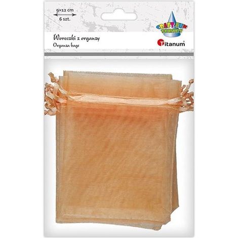 Bolsas de organza color salmón de 9x12 cm, 6 unidades
