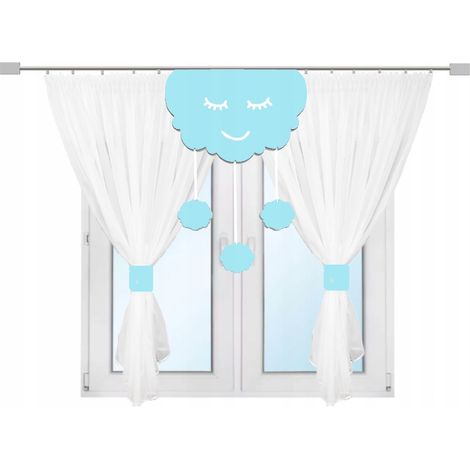 Tenda per bambini CLOUD con ganci DELIKANTA e mantovana traforata, 300x150