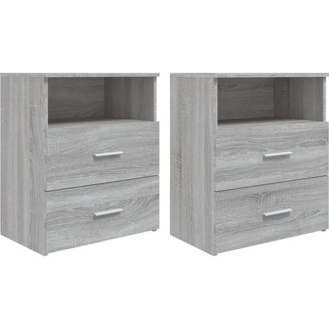 Set di 2 comodini con due cassetti e vano aperto 50 x 32 x 60 cm in legno ingegnerizzato grigio DEC035746