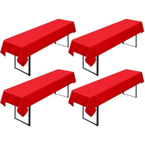 4er-Set Tischdecken für Bierbänke, 100x250cm, Rot, Waschbar