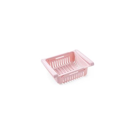 Lot de 2 bacs de rangement extensibles pour réfrigérateur, étagères réglables, rose nordique (1/5)